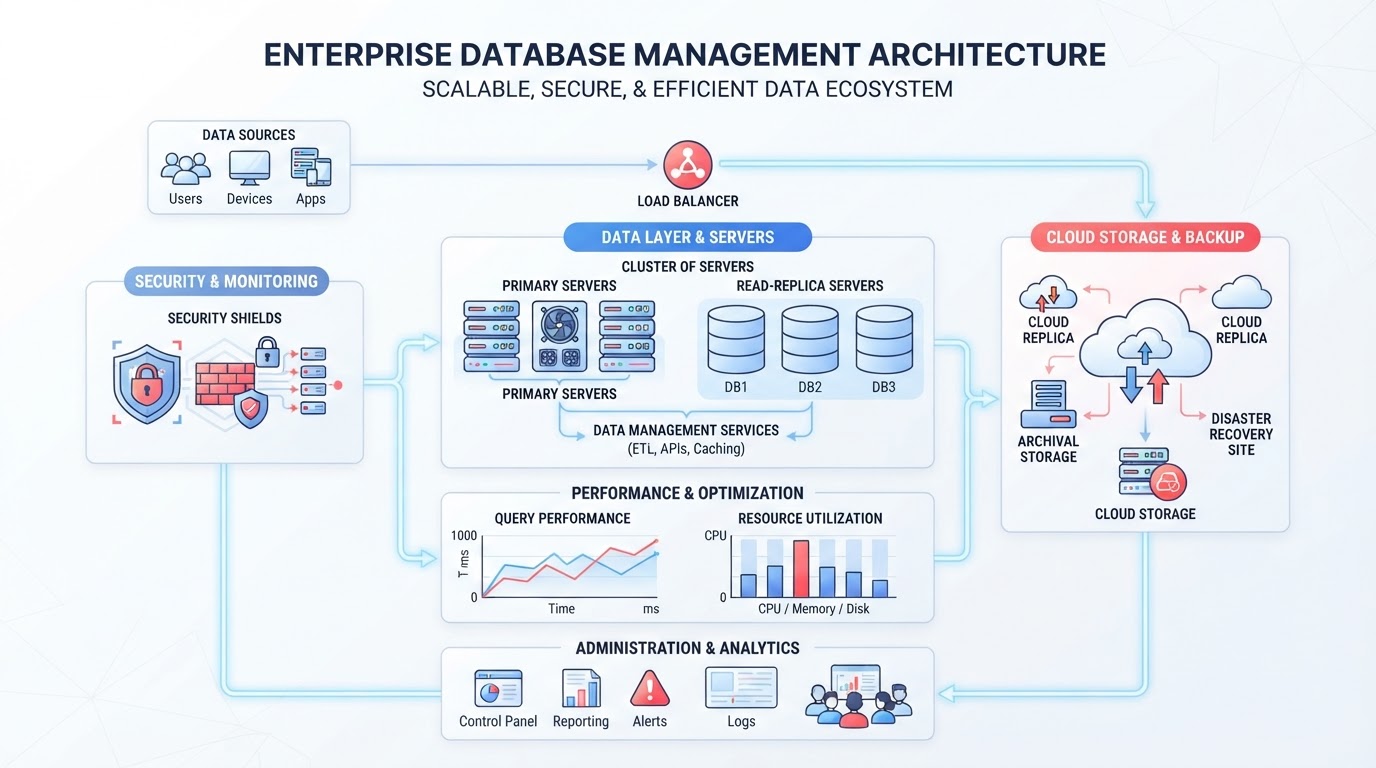 Database management architecture and services overview