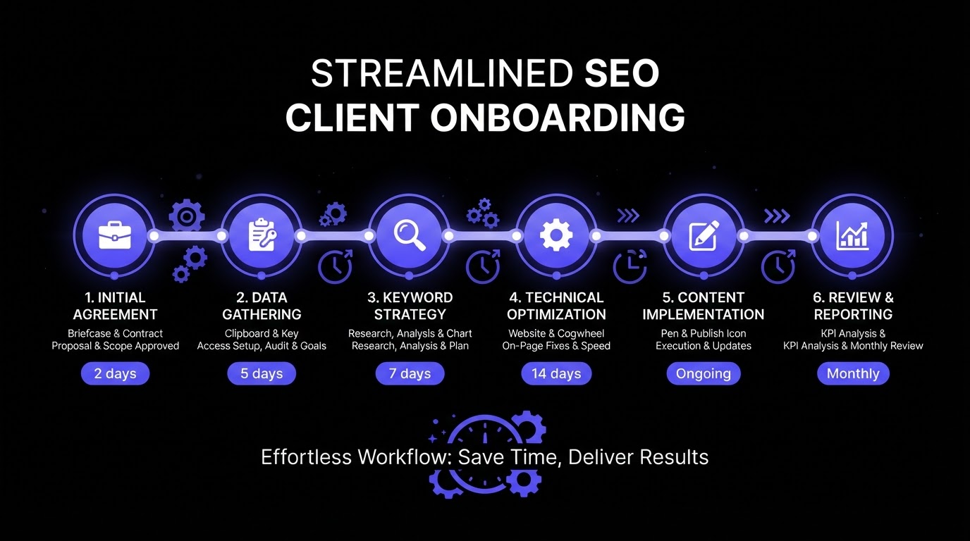 How to Onboard SEO Clients Fast: The System That Saves 5+ Hours Per Client — featured image