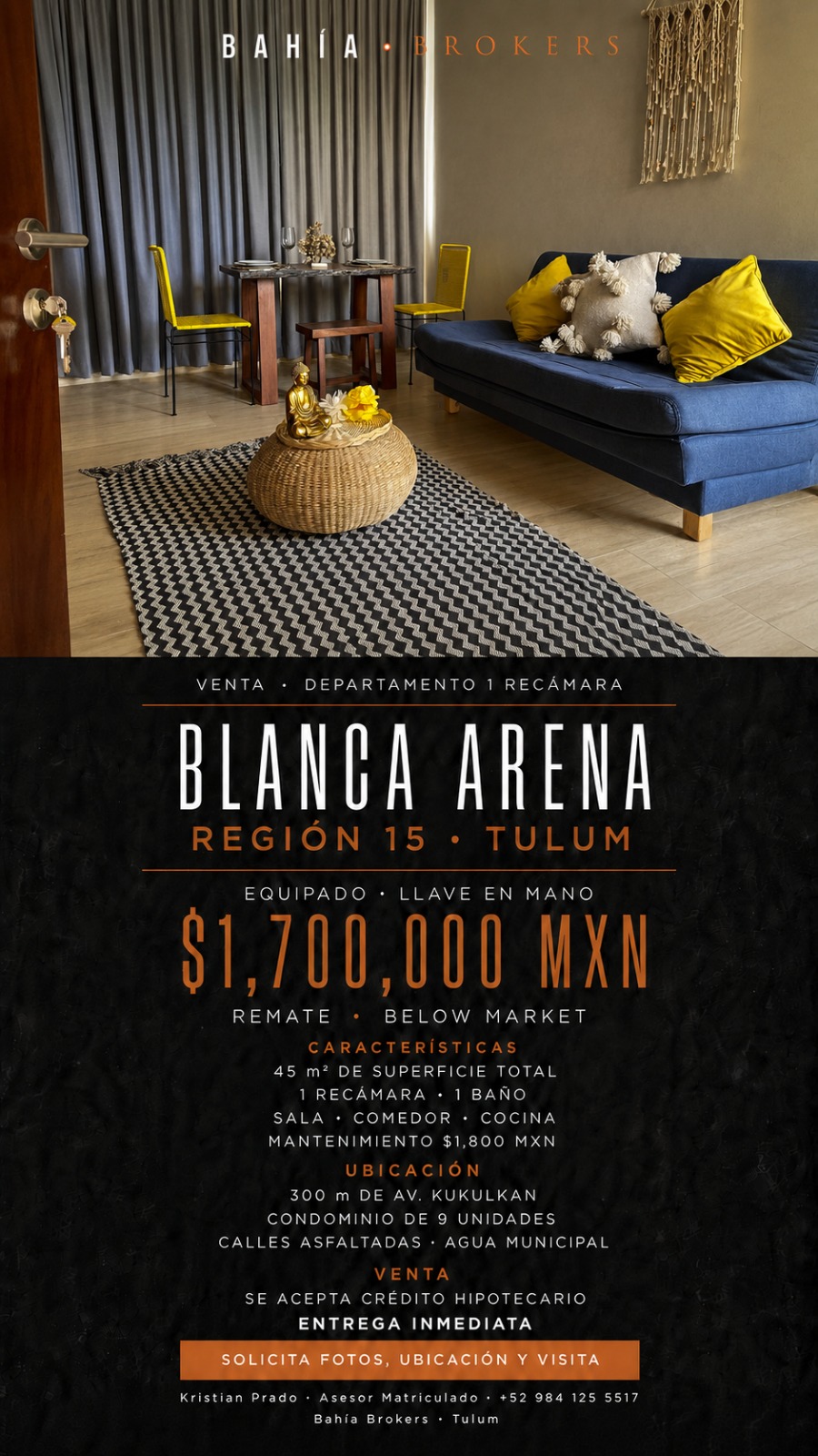 Blanca Arena — Depto 1 Recámara Llave en Mano