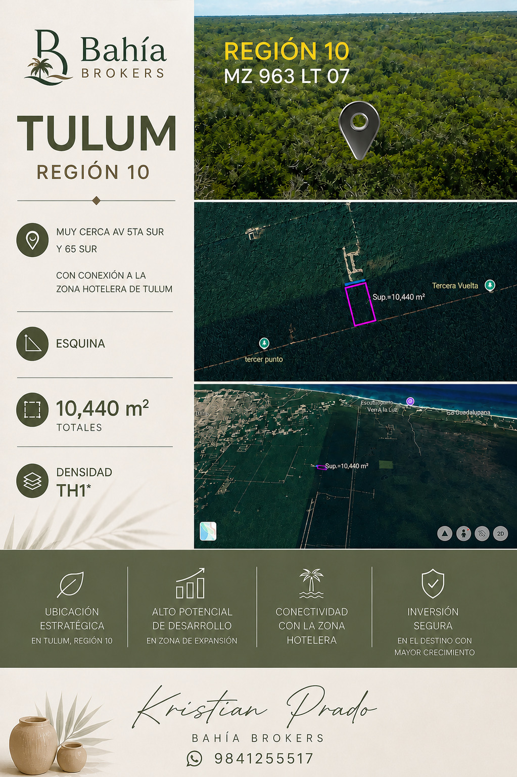 Terreno en Esquina — 10,440 m² (TH1*) Región 10