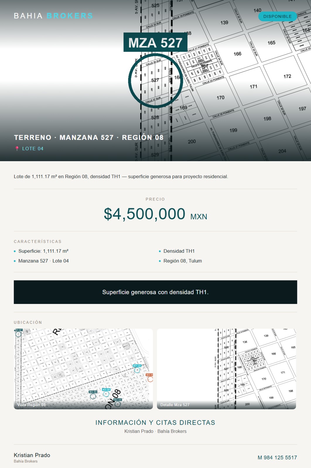 Terreno Manzana 527 Lote 04 — Región 08