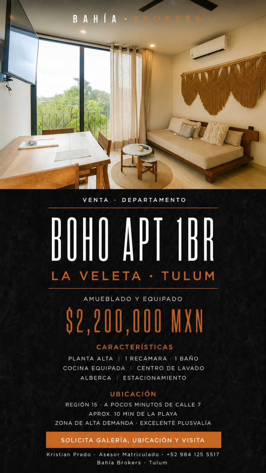 Boho Apt 1BR — Amueblado & Equipado