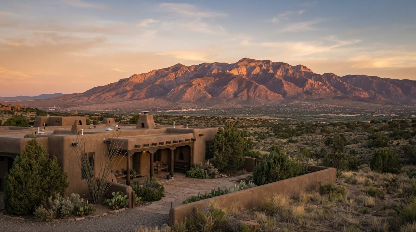Sandia Mountains near Albuquerque, New Mexico at golden hour