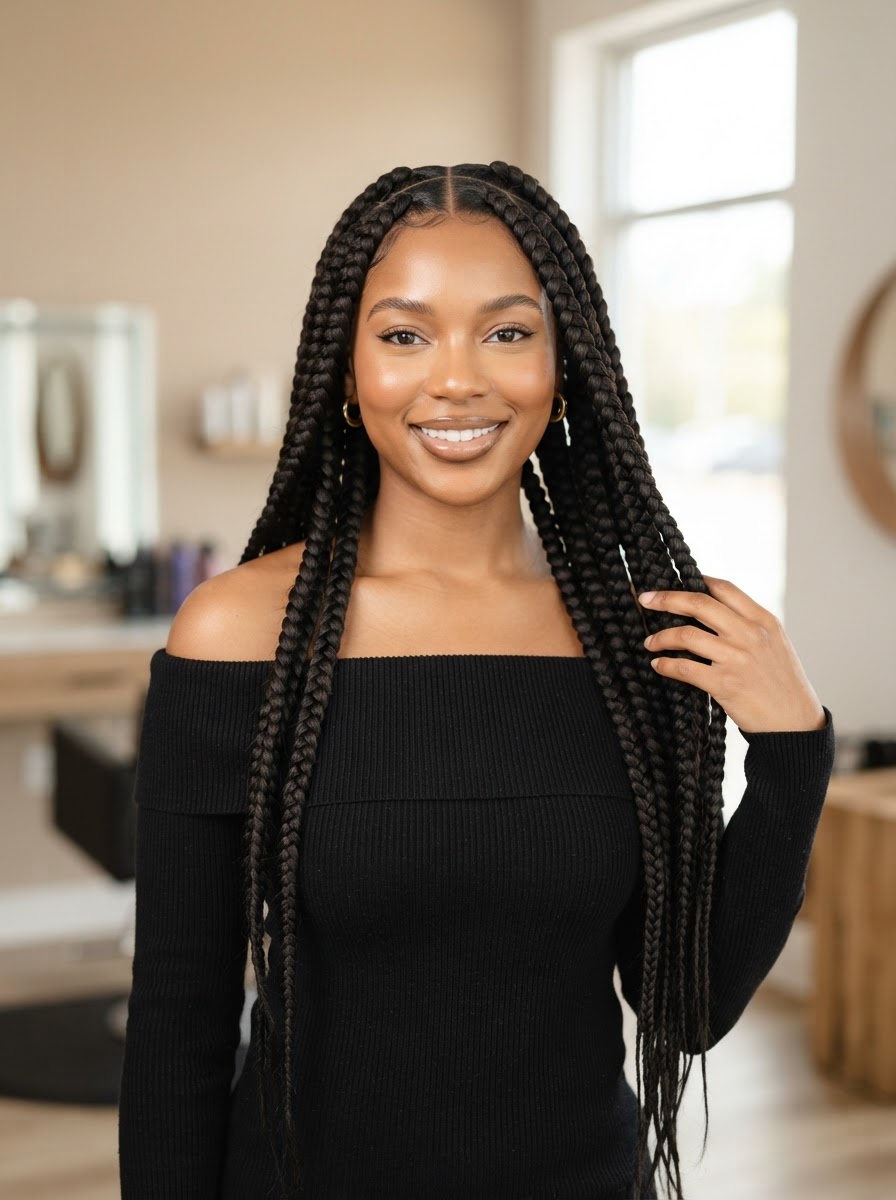Jumbo knotless box braids Charlotte NC