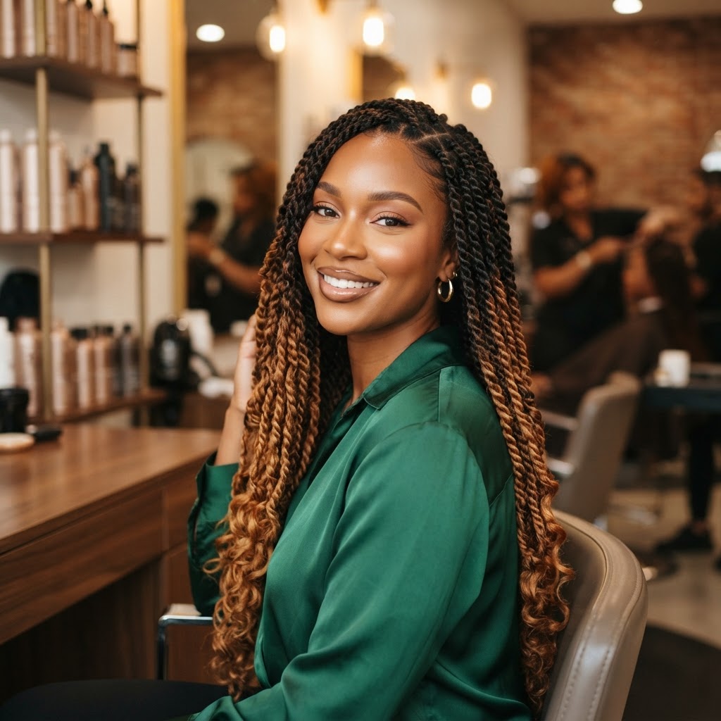 Ombre Senegalese Twists at Omega African Hair Braiding Charlotte NC