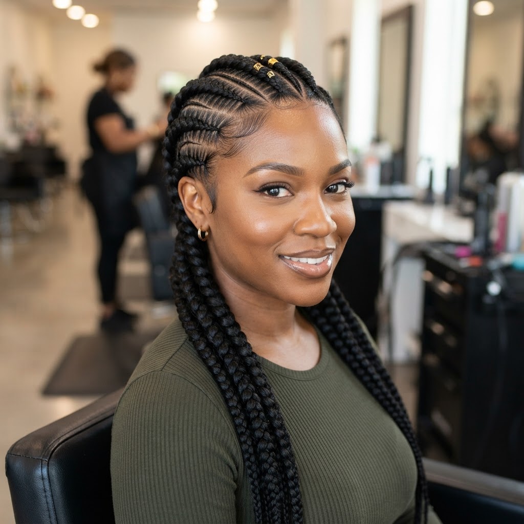 Ghana Braids at Omega African Hair Braiding in Charlotte NC