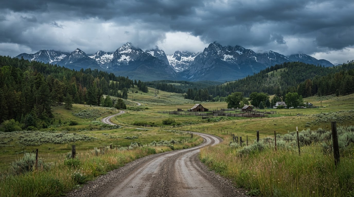 Montana mountain and rural landscape