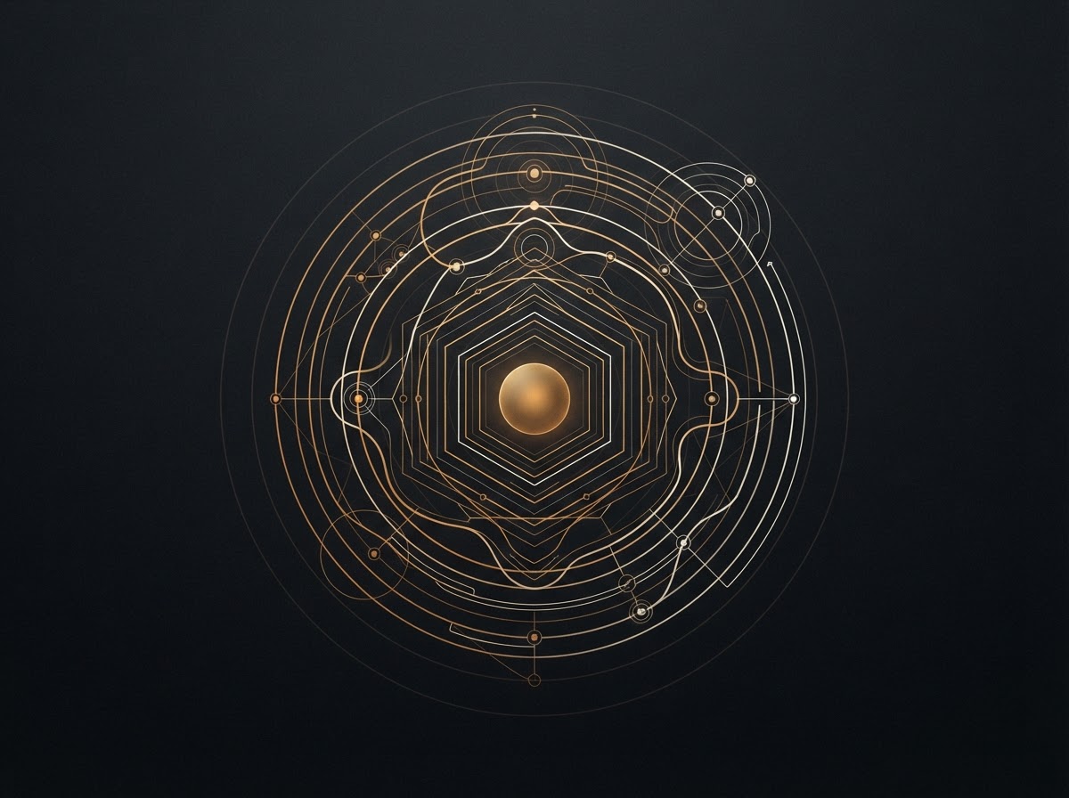 Abstract layered diagram representing analysis of workplace systems and feedback loops