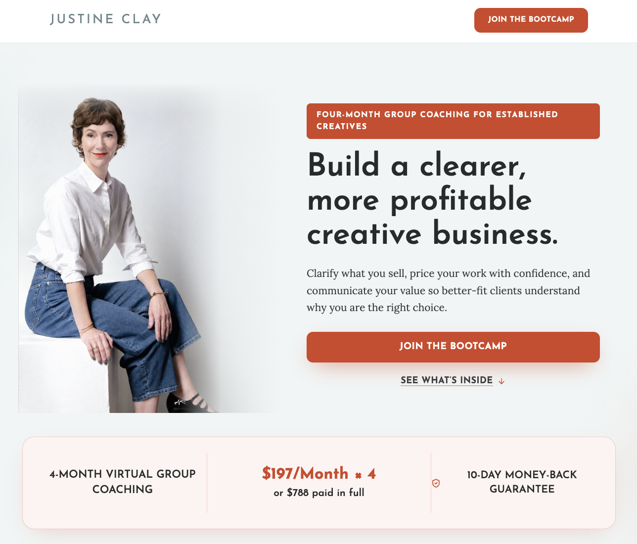 Creative Business Bootcamp Sales Funnel - Sales Page