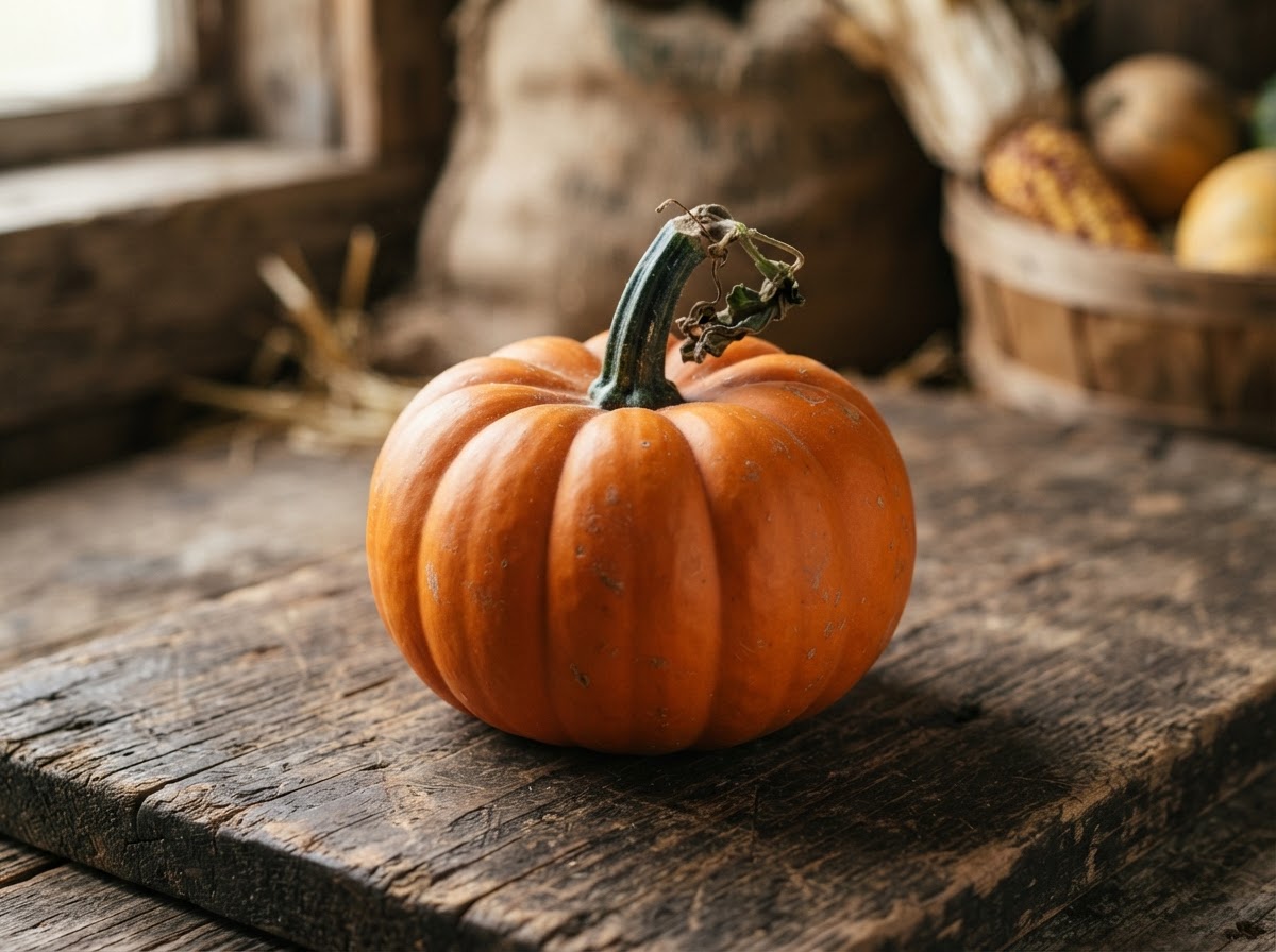 A New England pumpkin grown at Paradise Fields