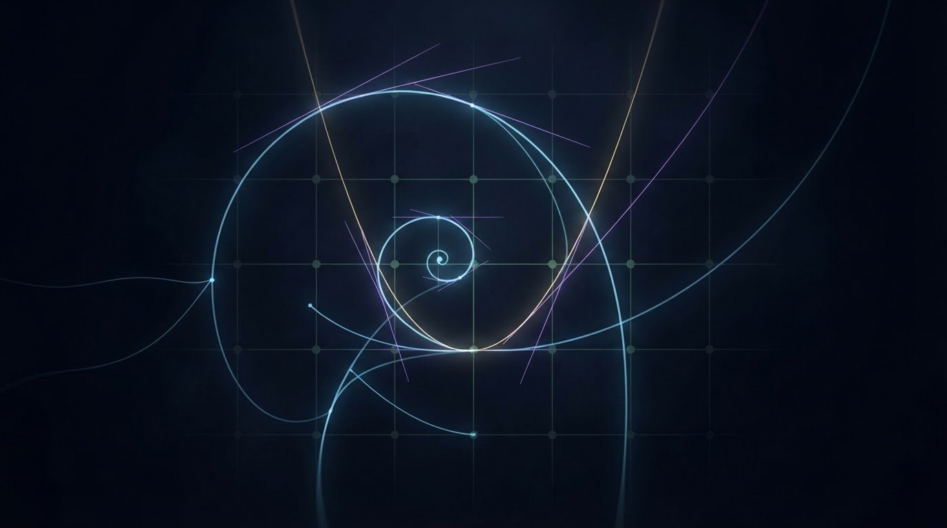 Abstract calculus curves on a deep navy background
