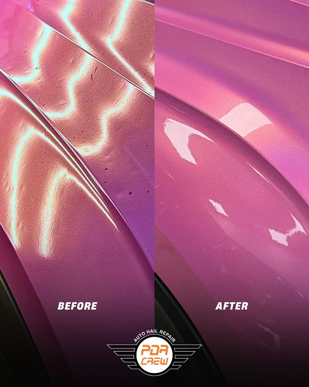 Before and after paint correction and scratch removal on fender