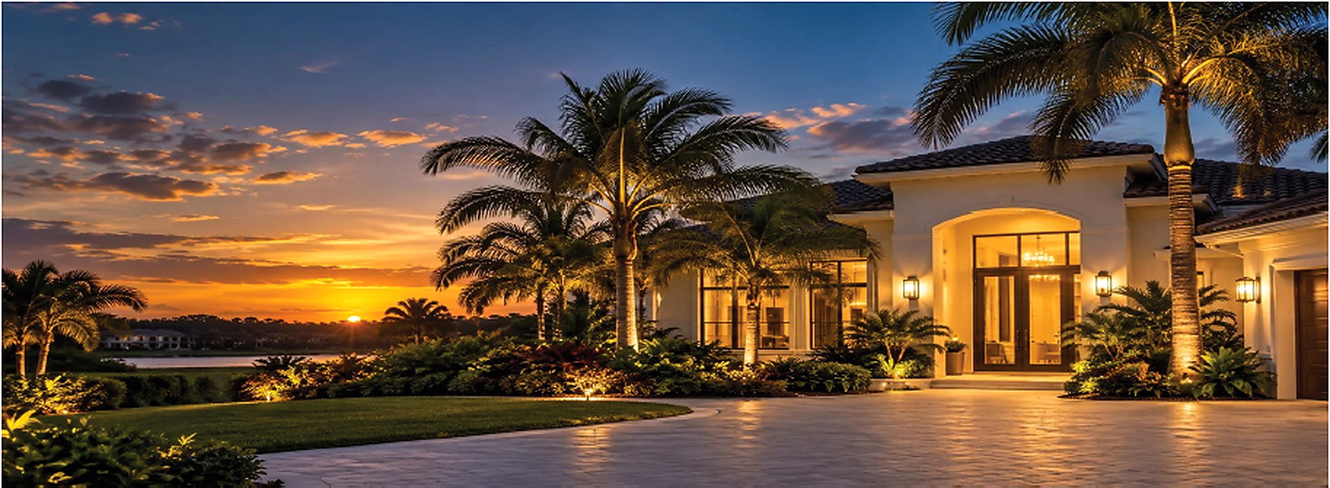 Casa residencial al atardecer en Florida