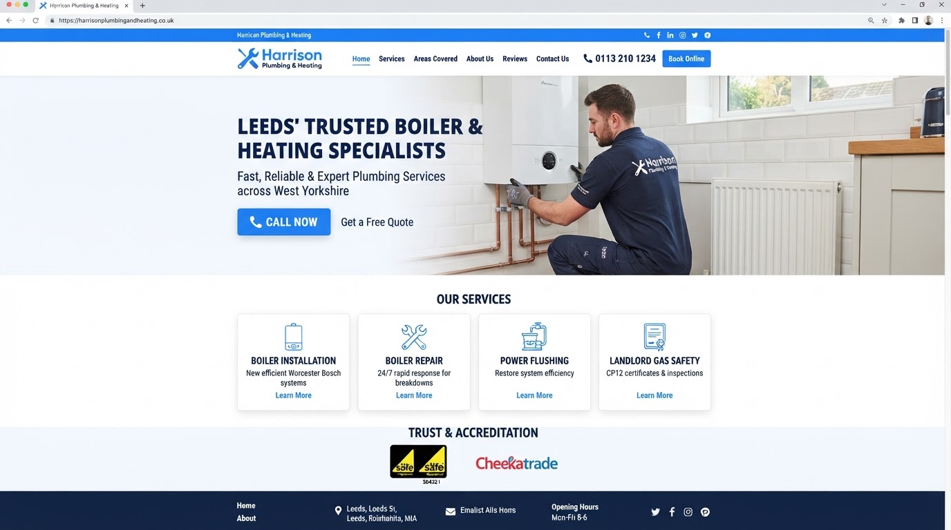 The Service Specialist — an original plumbing website design concept by Trade Website Pro