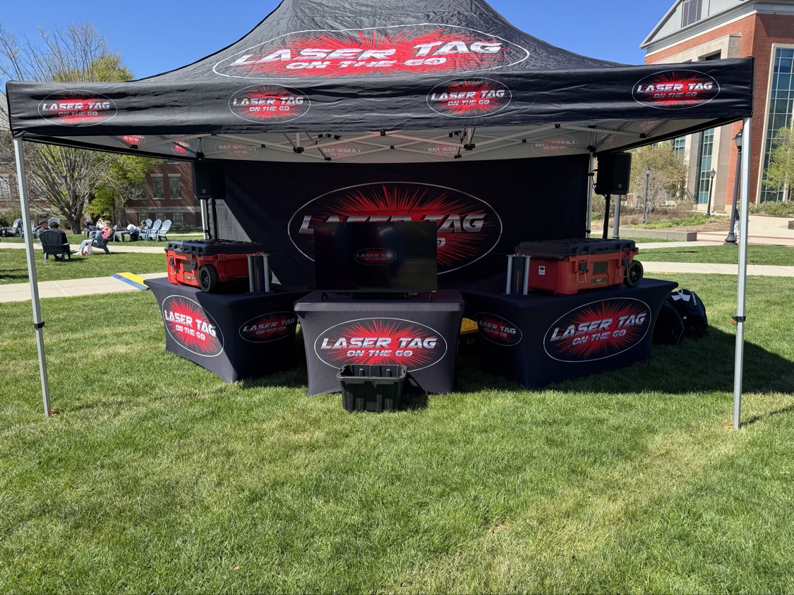 Laser Tag On The Go Setup — branded event tent and mobile setup