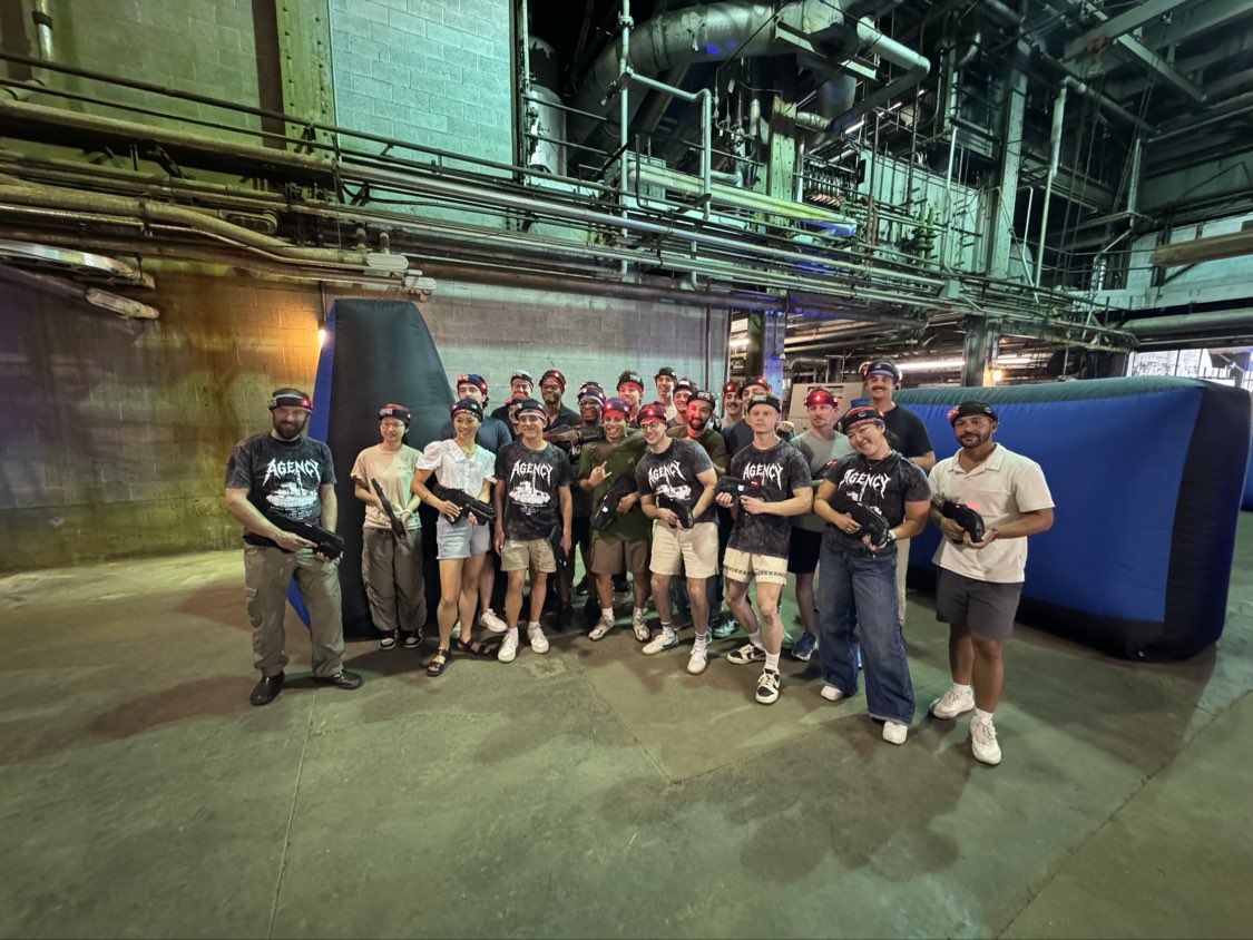Corporate group enjoying a Laser Tag On The Go event indoors