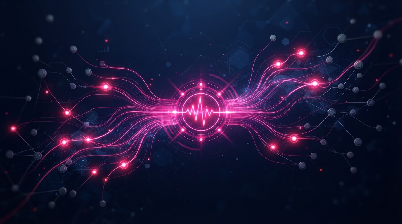 Dormant Lead Reactivation — abstract visualization of AI automation workflows with connected nodes and magenta accent lines.