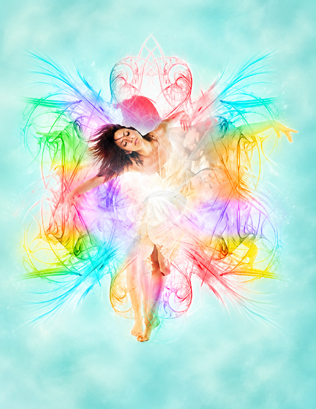 Chakradance radiant dancing figure surrounded by chakra energy