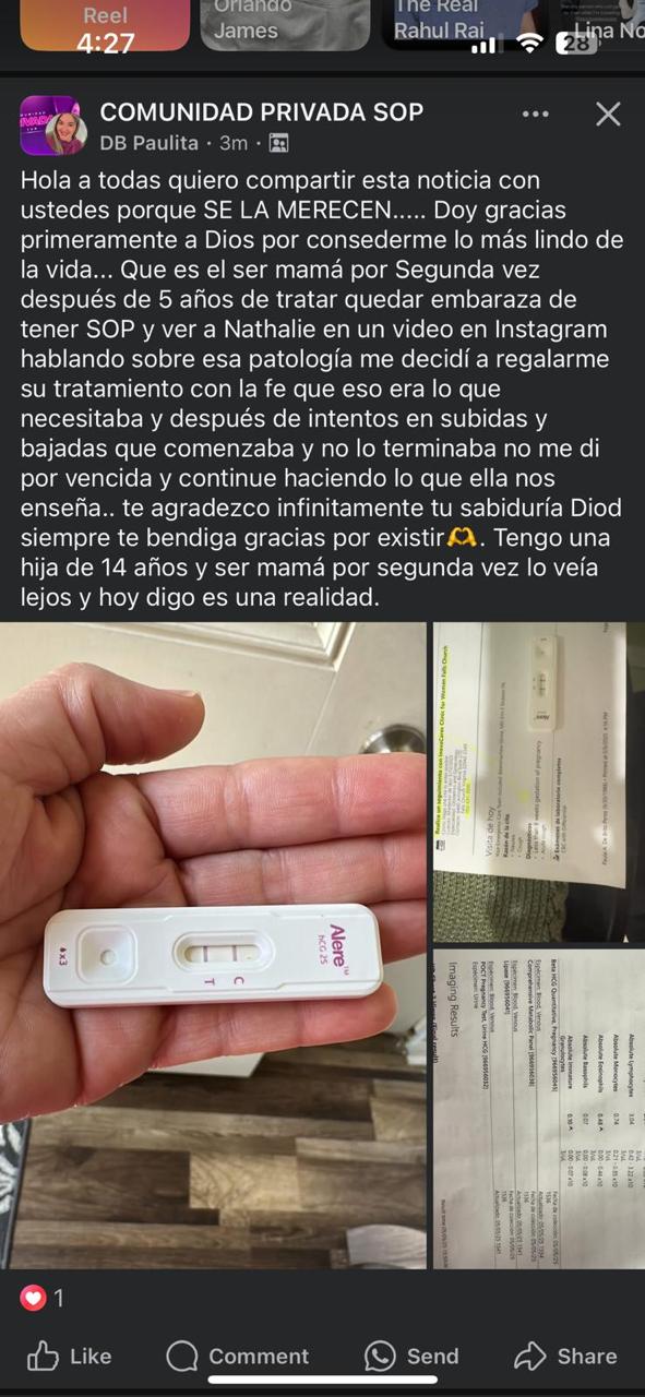 Captura de testimonio de DB Paulita en comunidad privada