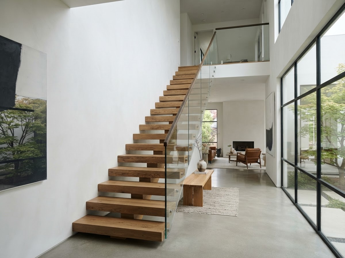 Architektonischer Raumausbau mit Treppenbau