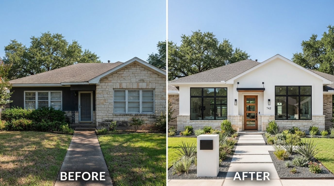 Texas suburban home with modern replacement windows
