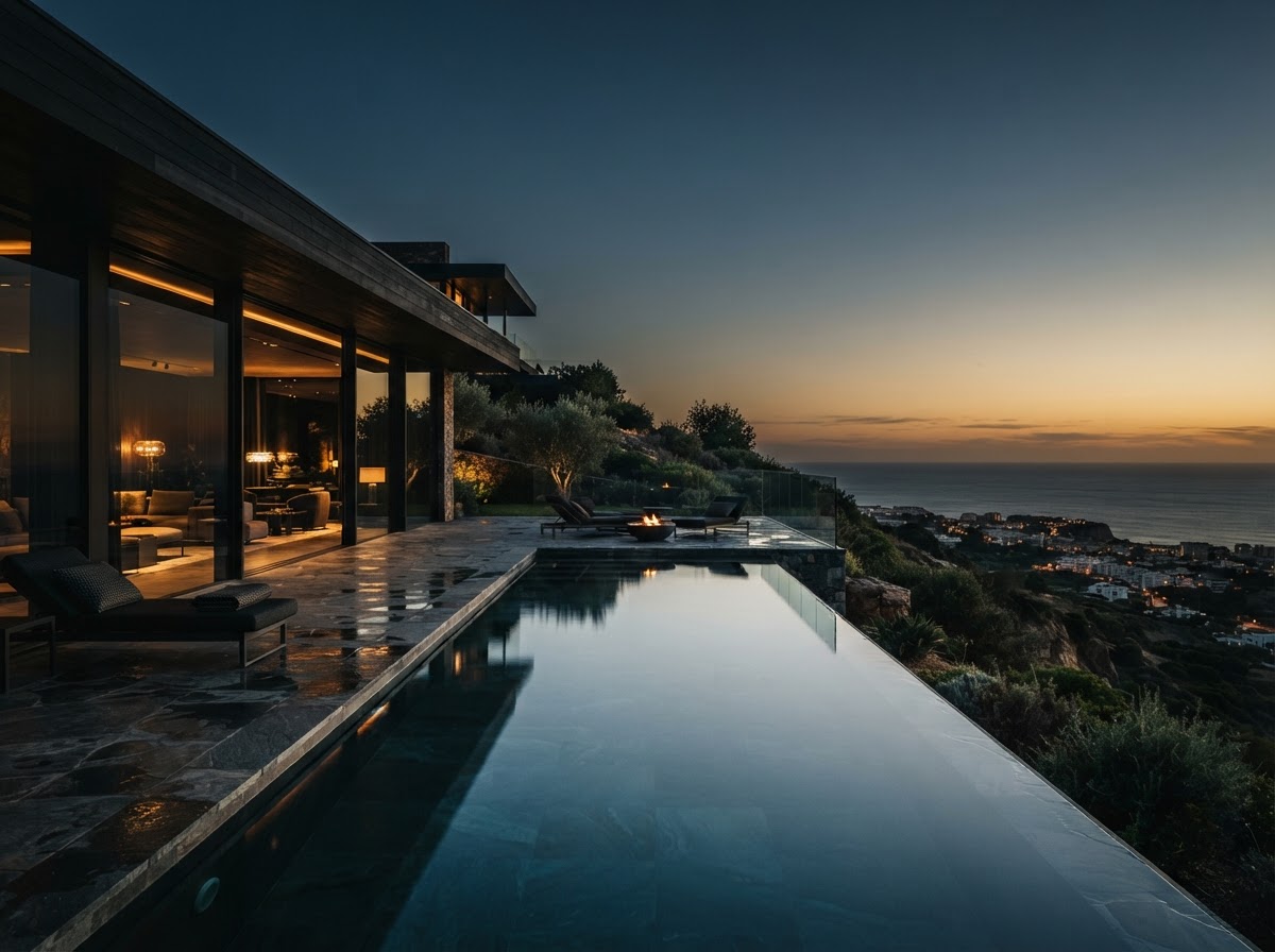 Infinity pool and luxury estate