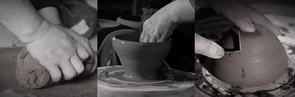 Proceso artesanal de alfarería tradicional japonesa para elaborar chawan