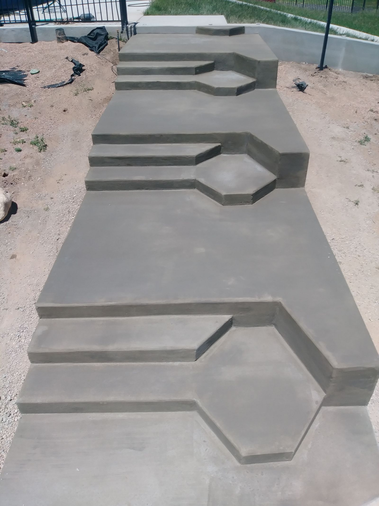 Aerial View of Architectural Hexagonal Stepping Pedestrian Walkway by Happy's Concrete