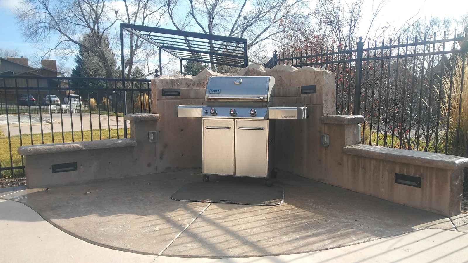 Custom Outdoor Grill Island Station & Retaining Seat Walls by Happy's Concrete in Plano TX