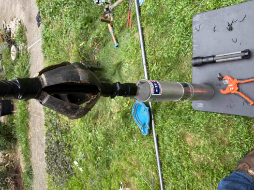 New submersible well pump with torque arrestor before installation — Sunrise Pump & Well Water Service