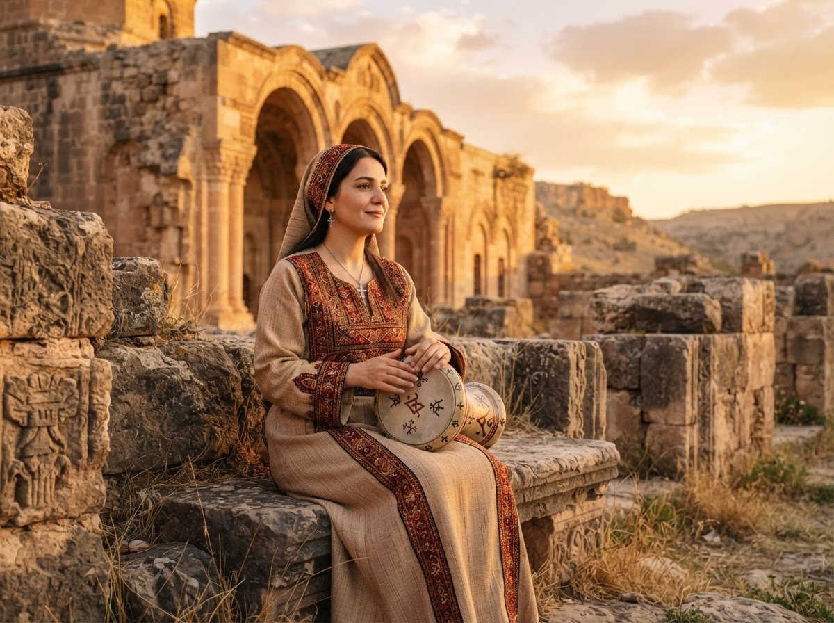 Maria at ruins