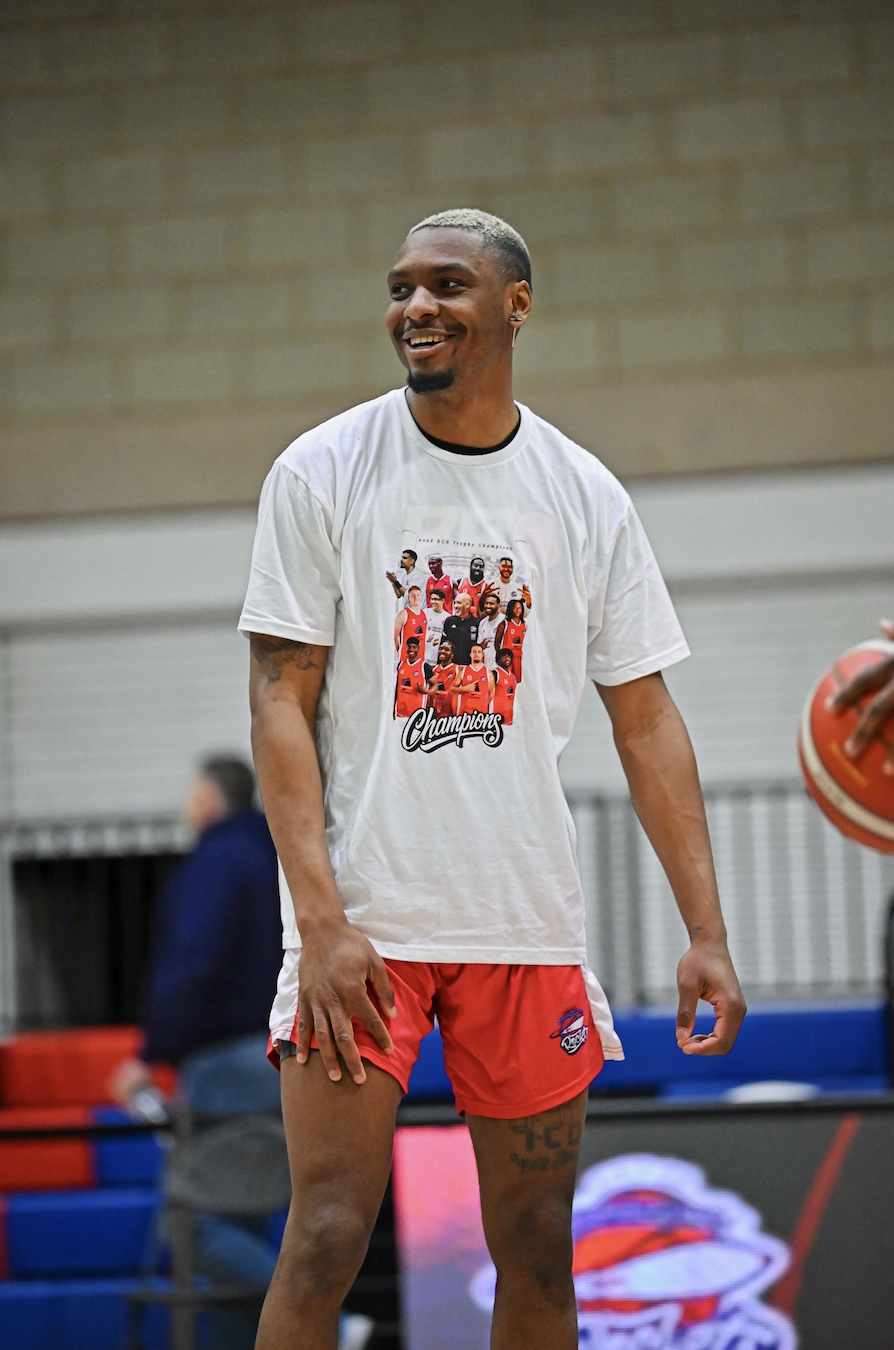 City of Birmingham Rockets player in Champions celebratory shirt