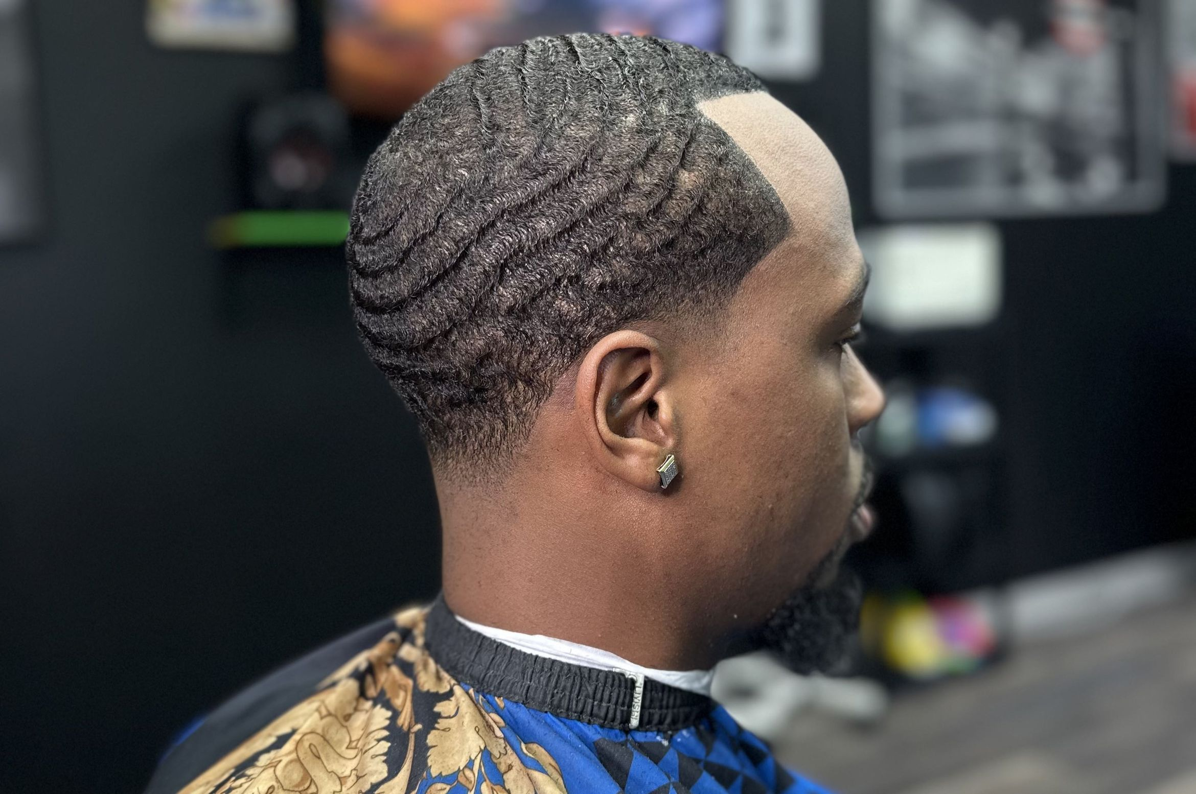 360 waves with sharp taper fade by The Grooming Gallery