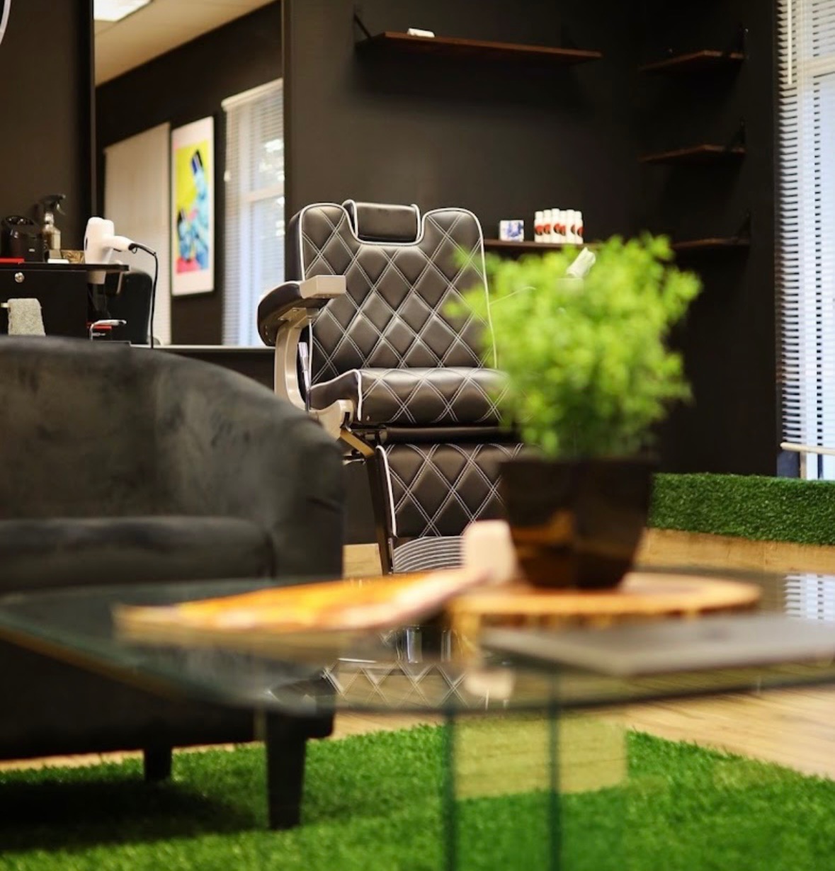 The Grooming Gallery barbershop interior and barber chair