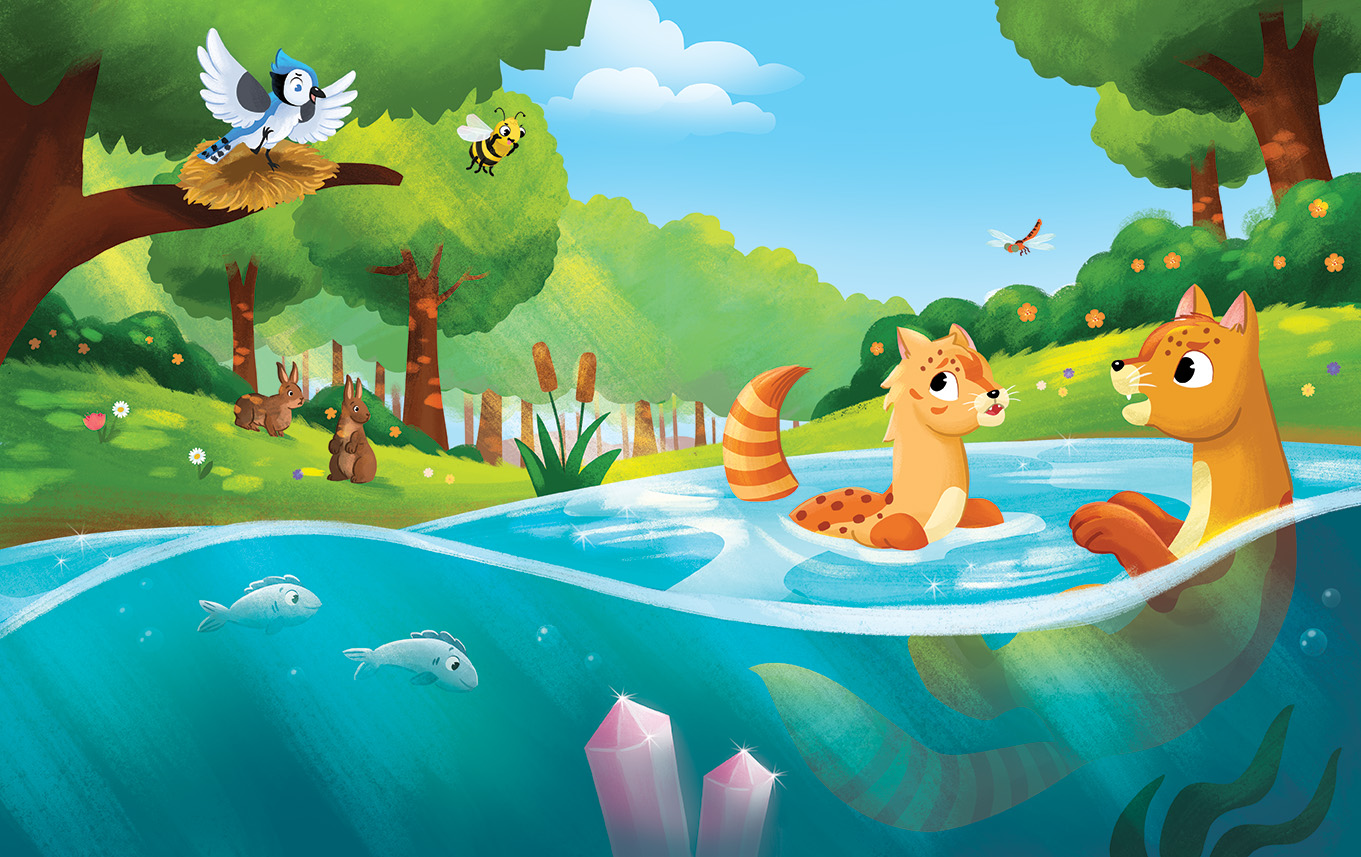 Ollie and friends by the enchanted river