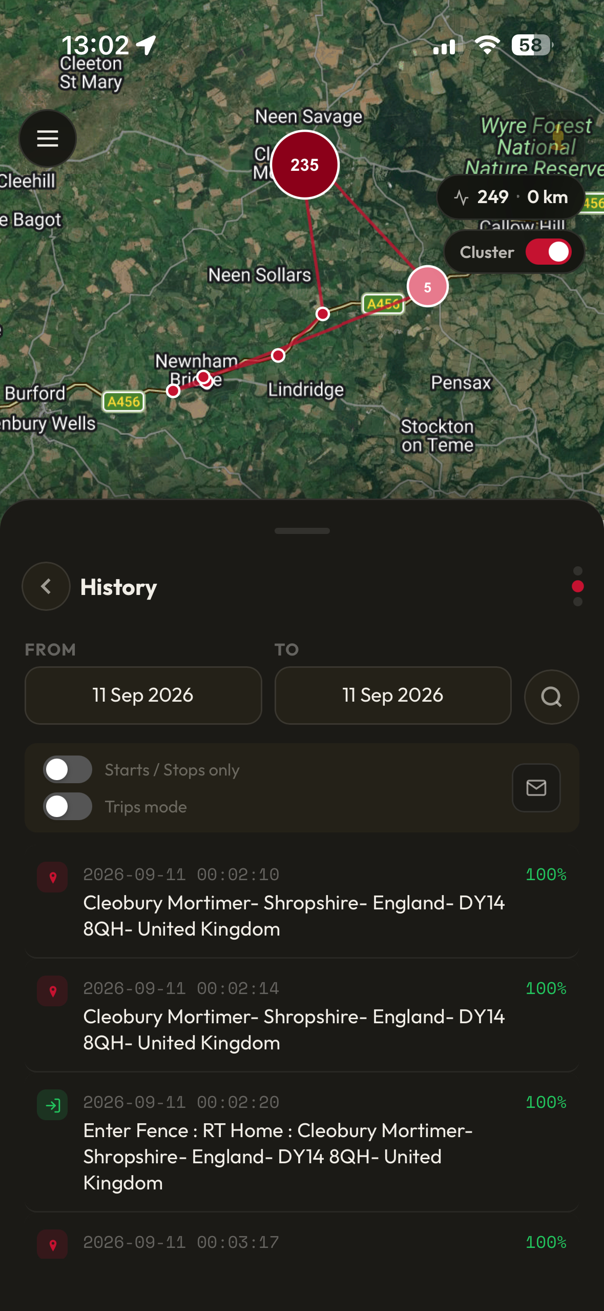 Detailed Route & Travel History