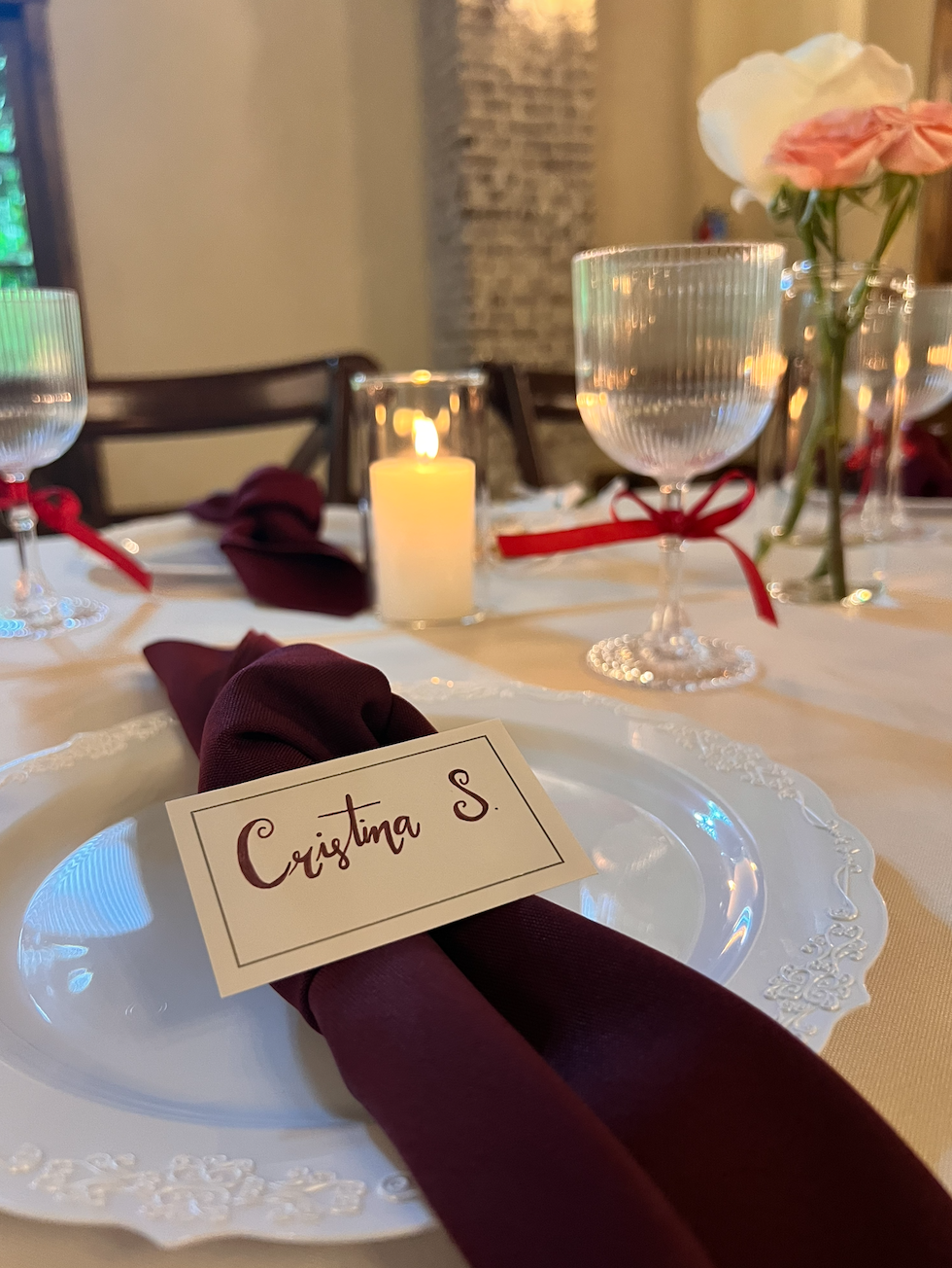 Burgundy Place Setting & Script Card
