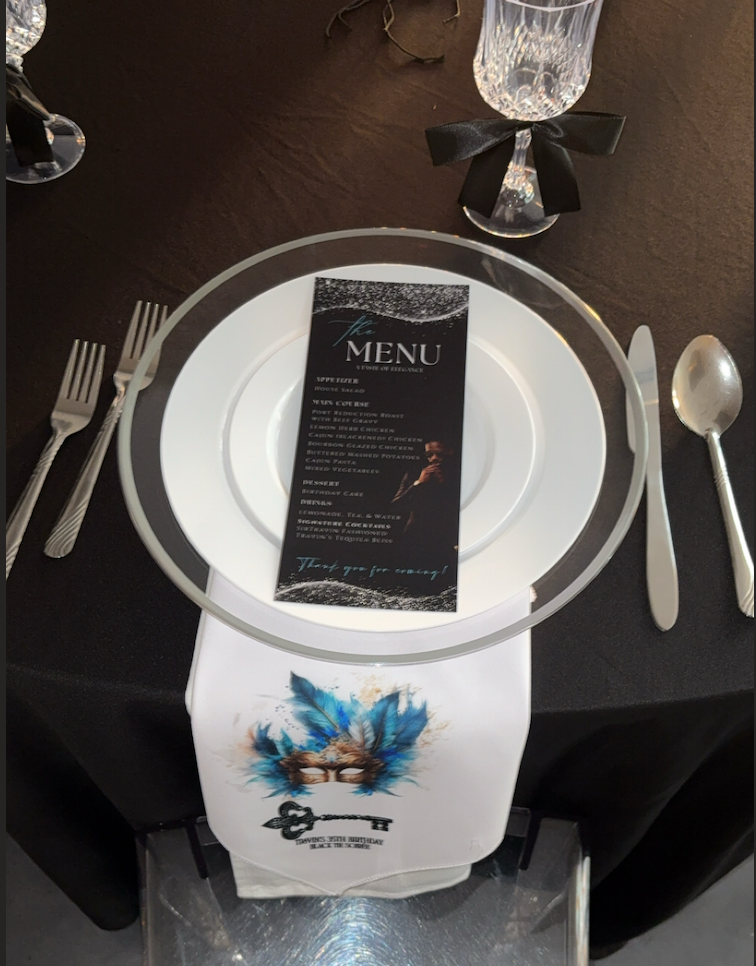 Masquerade VIP Place Setting & Custom Napkins