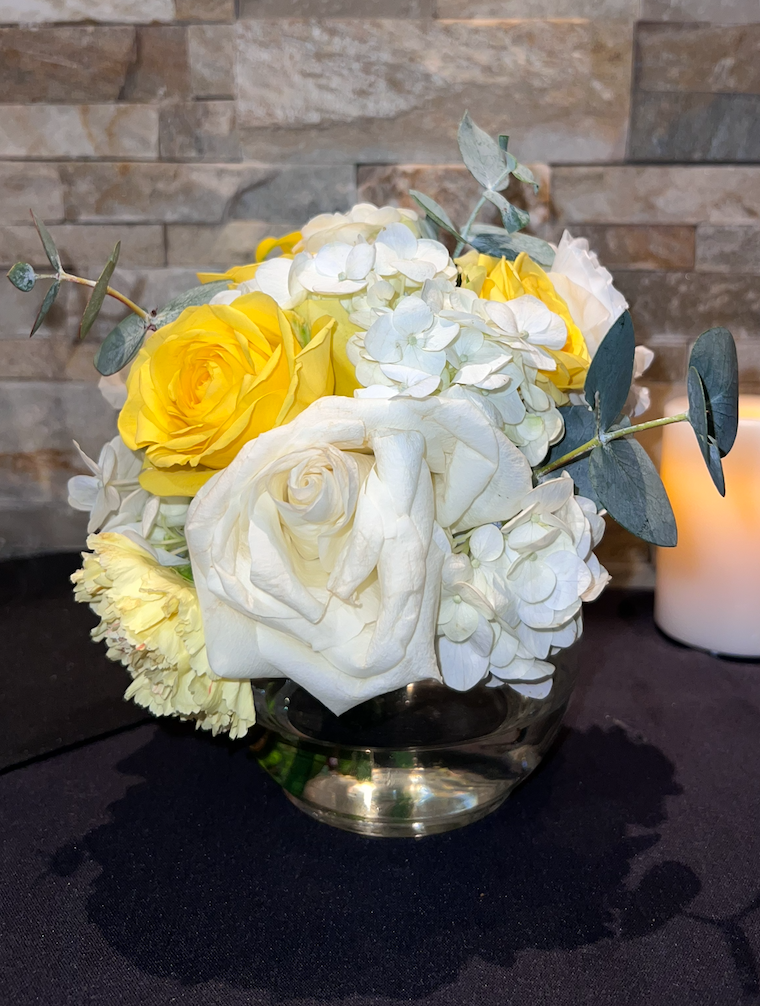 Yellow Rose & Hydrangea Bubble Bowl