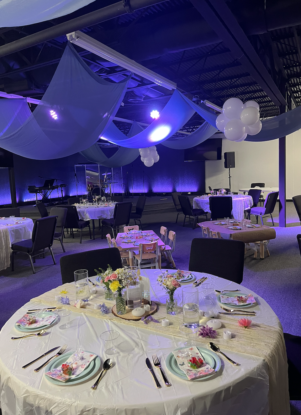 Celestial Chiffon Ceiling Drapes & Balloon Clouds