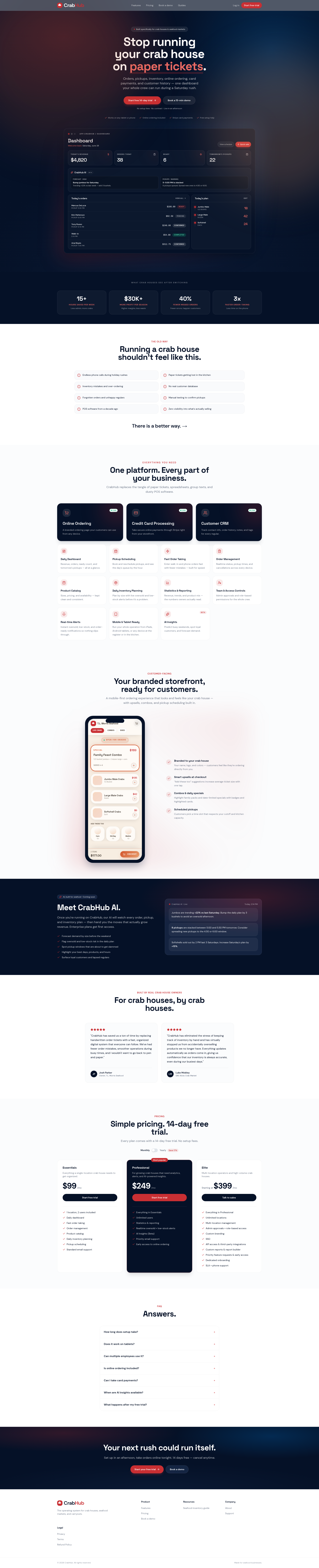CrabHub website design example