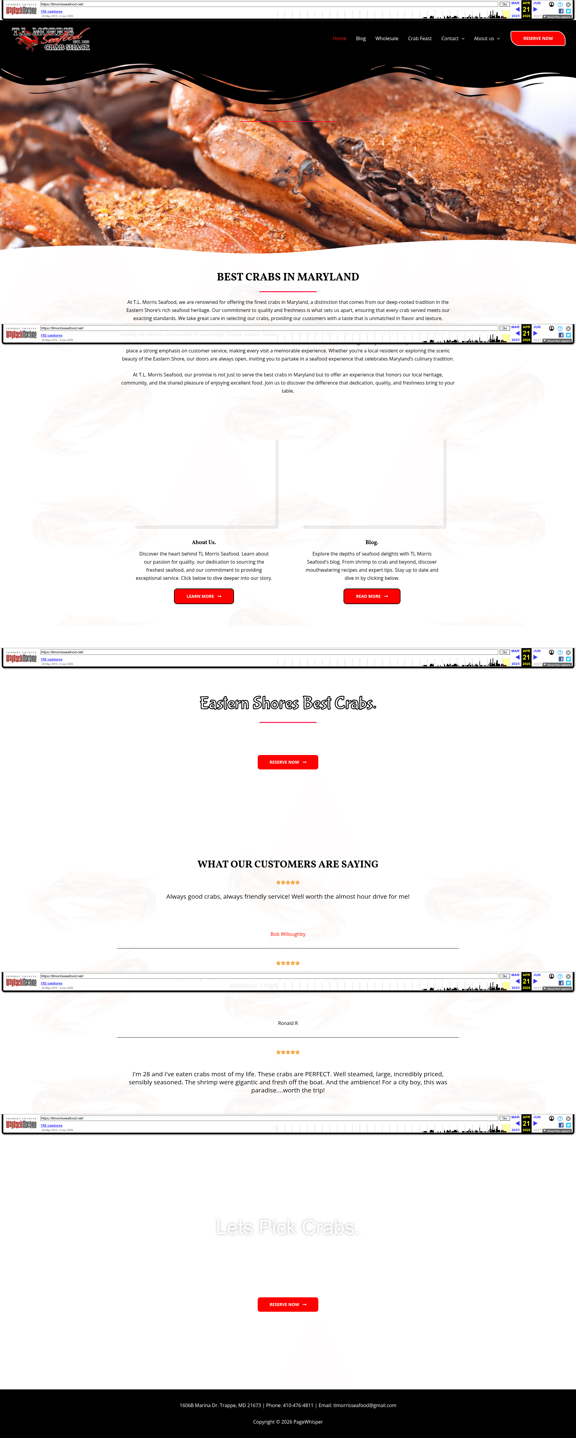 T.L. Morris Seafood previous website before redesign