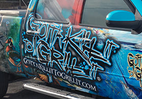 Commercial truck full vinyl wrap completed by Crystal Coast Graphics
