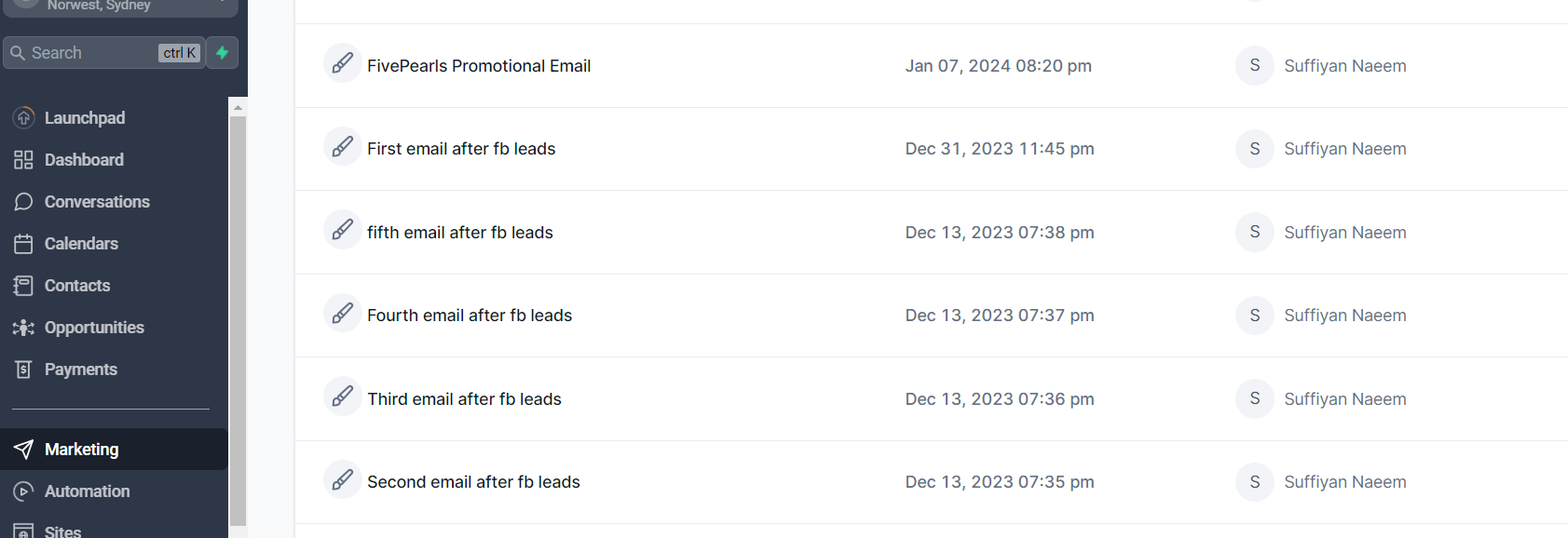 GoHighLevel Marketing Email Builder — 5-Step FB Lead Email Sequence by Sufyan Naeem