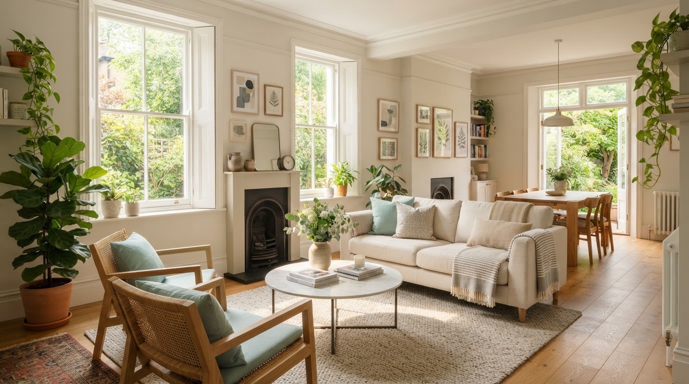 Bright clean modern living room
