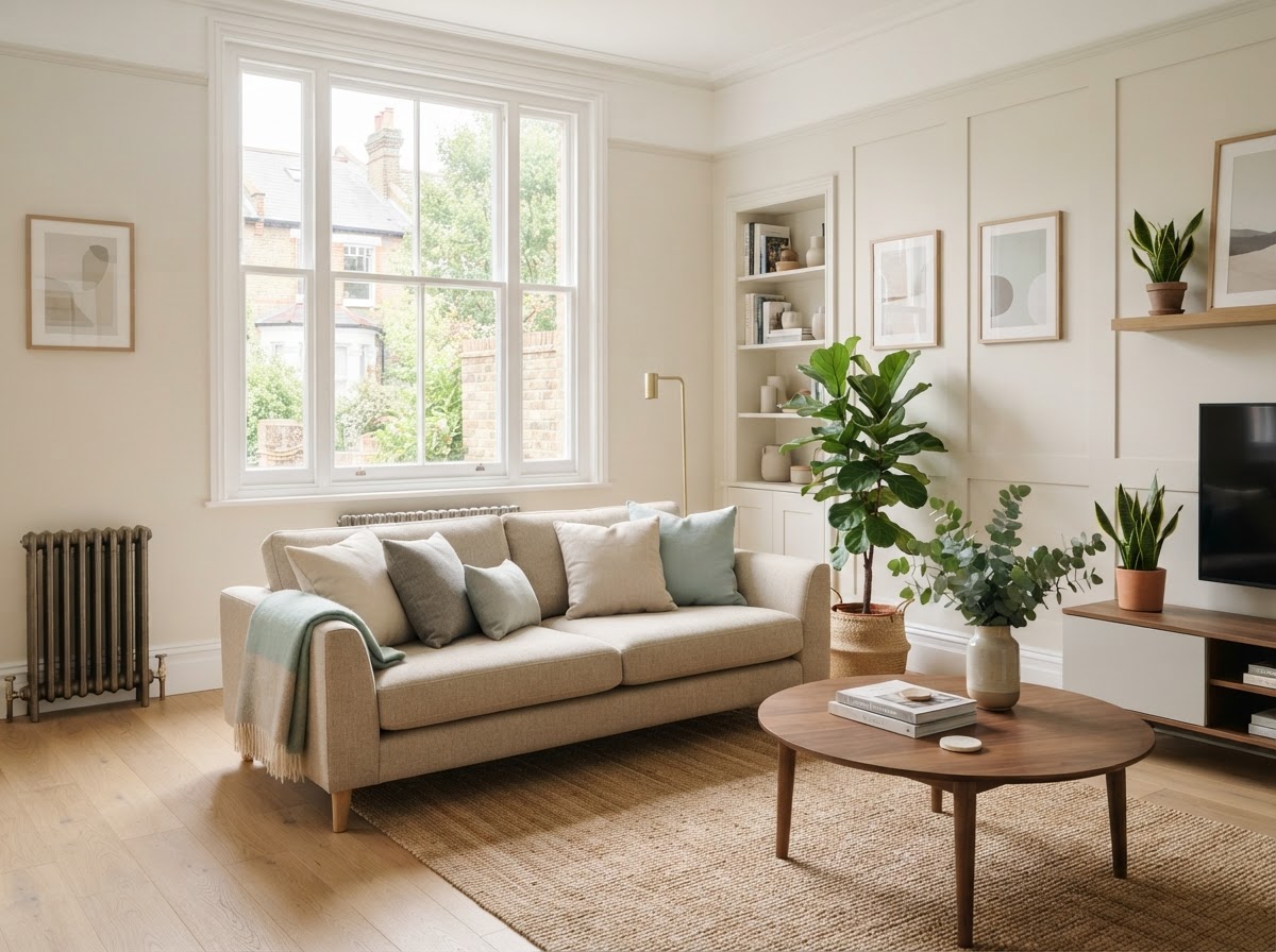 Tidy calm living room after a clean