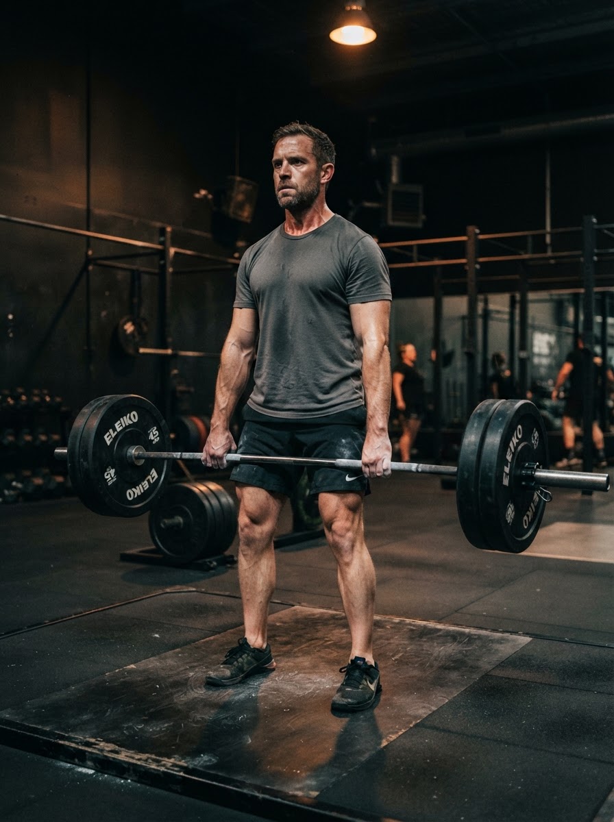 Marcus performing a heavy conventional deadlift