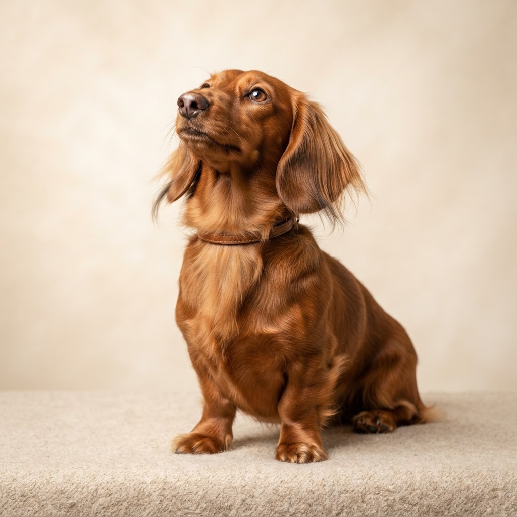 Freshly groomed dachshund with a tidy, smooth coat