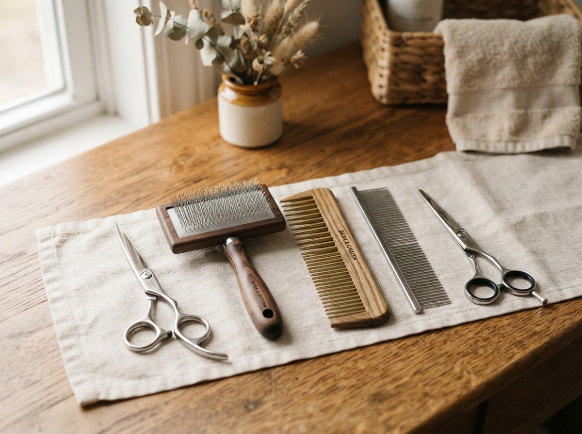 Neatly arranged premium grooming tools