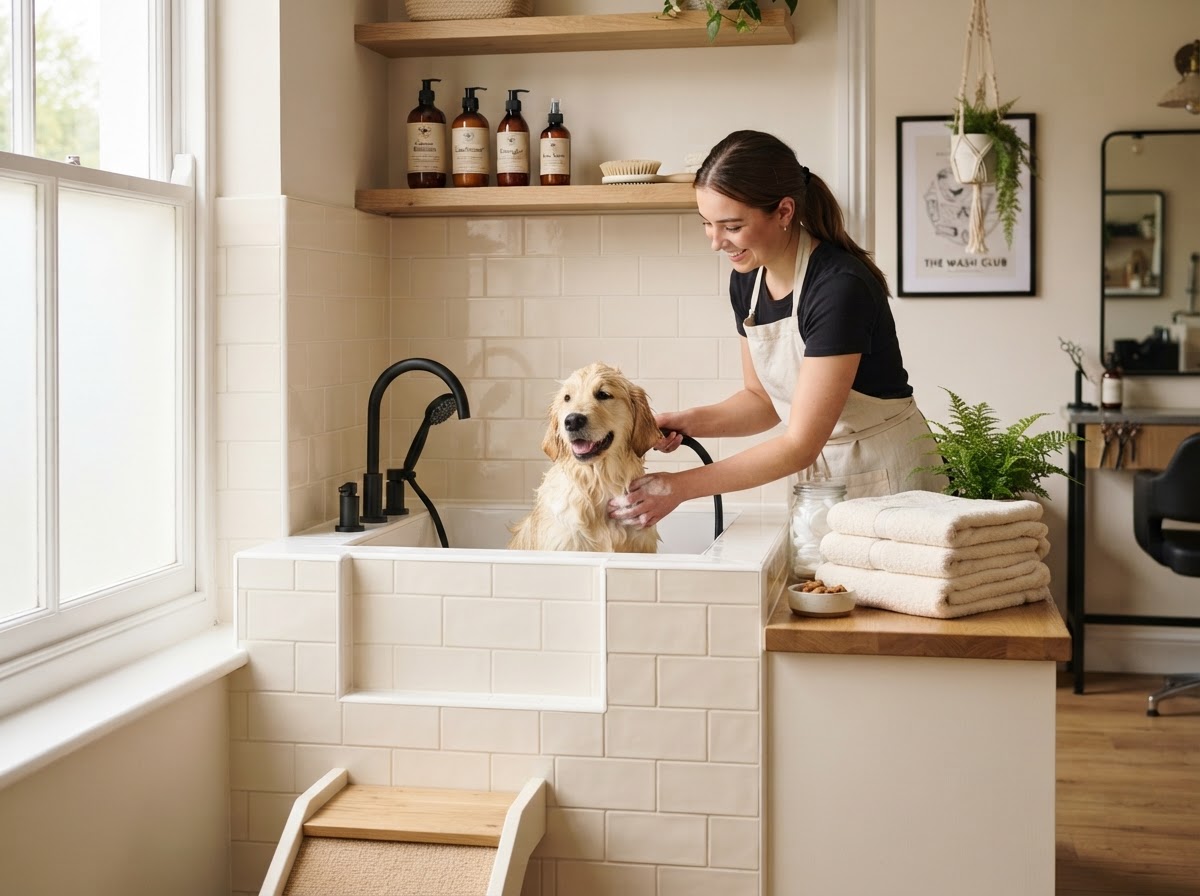 Boutique bathing area with fresh towels